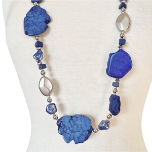 Blue and Silver Statement Necklace